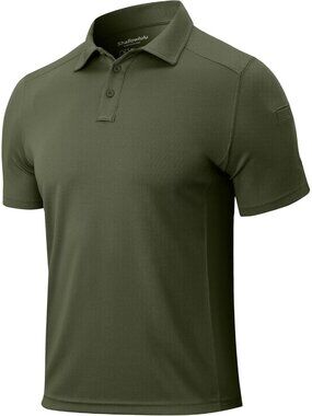 Men’s Army Green Quick Dry Tactical Polo Shirt Short Sleeve Casual Golf Top